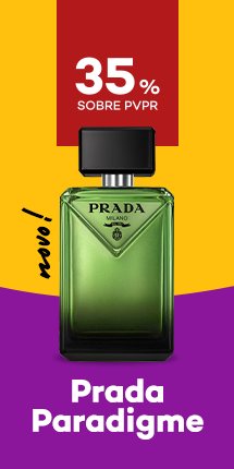 Perfume Prada Paradigme com destaque promocional de até 35% sobre preço de Venda ao Público Recomendado